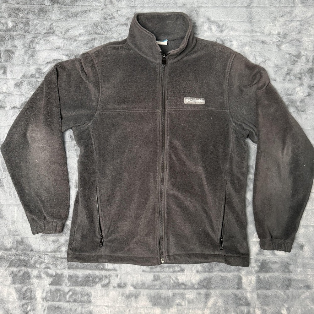 Columbia Fleece Jacket Mens Medium Gray Full Zip Pockets Casual Outdoor Warm